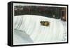 Lake Placid, New York - Riding the Whiteface Curve on the Olympic Bobsled Run-Lantern Press-Framed Stretched Canvas