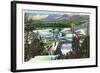 Lake Placid, New York - Ski Jumper Takes off from the Olympic Ski Hill-Lantern Press-Framed Art Print