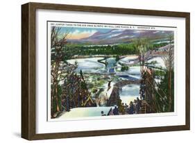 Lake Placid, New York - Ski Jumper Takes off from the Olympic Ski Hill-Lantern Press-Framed Art Print