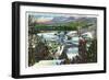 Lake Placid, New York - Ski Jumper Takes off from the Olympic Ski Hill-Lantern Press-Framed Art Print