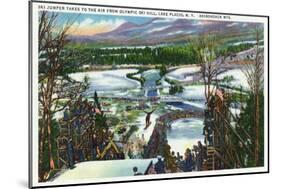 Lake Placid, New York - Ski Jumper Takes off from the Olympic Ski Hill-Lantern Press-Mounted Art Print