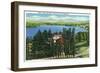 Lake Placid, New York - View of Mirror Lake and Mirror Lake Inn-Lantern Press-Framed Art Print