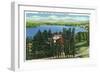 Lake Placid, New York - View of Mirror Lake and Mirror Lake Inn-Lantern Press-Framed Art Print