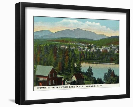 Lake Placid, New York - View of Mount Mcintyre from the Village, c.1916-Lantern Press-Framed Art Print