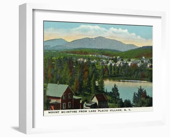 Lake Placid, New York - View of Mount Mcintyre from the Village, c.1916-Lantern Press-Framed Art Print