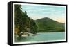 Lake Placid, New York - View of Whiteface Mountain from Moose Island-Lantern Press-Framed Stretched Canvas