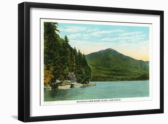 Lake Placid, New York - View of Whiteface Mountain from Moose Island-Lantern Press-Framed Art Print