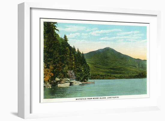 Lake Placid, New York - View of Whiteface Mountain from Moose Island-Lantern Press-Framed Art Print