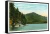 Lake Placid, New York - View of Whiteface Mountain from Moose Island-Lantern Press-Framed Stretched Canvas