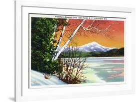 Lake Placid, New York - View of Whiteface Mountain from the Lake in Winter-Lantern Press-Framed Premium Giclee Print