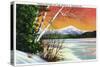 Lake Placid, New York - View of Whiteface Mountain from the Lake in Winter-Lantern Press-Stretched Canvas