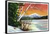 Lake Placid, New York - View of Whiteface Mountain from the Lake in Winter-Lantern Press-Framed Stretched Canvas