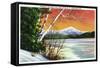 Lake Placid, New York - View of Whiteface Mountain from the Lake in Winter-Lantern Press-Framed Stretched Canvas