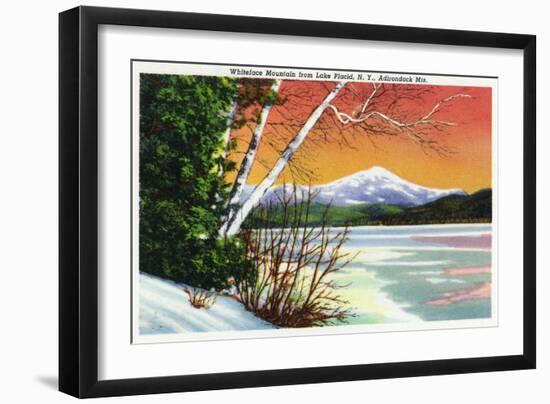 Lake Placid, New York - View of Whiteface Mountain from the Lake in Winter-Lantern Press-Framed Art Print