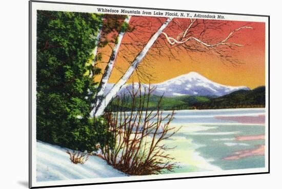 Lake Placid, New York - View of Whiteface Mountain from the Lake in Winter-Lantern Press-Mounted Art Print