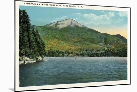 Lake Placid, New York - View of Whiteface Mountain from the West Lake, c.1916-Lantern Press-Mounted Art Print