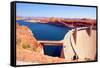 Lake Powell and Glen Canyon Dam in the Desert of Arizona,United States-lorcel-Framed Stretched Canvas