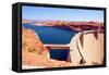 Lake Powell and Glen Canyon Dam in the Desert of Arizona,United States-lorcel-Framed Stretched Canvas