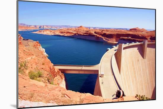 Lake Powell and Glen Canyon Dam in the Desert of Arizona,United States-lorcel-Mounted Photographic Print