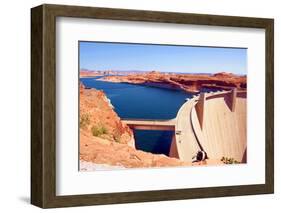 Lake Powell and Glen Canyon Dam in the Desert of Arizona,United States-lorcel-Framed Photographic Print