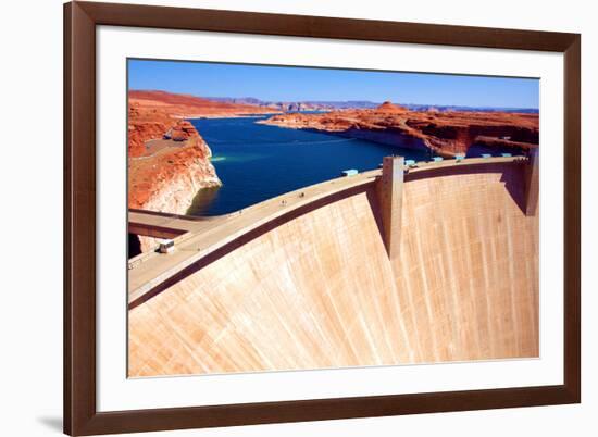 Lake Powell and Glen Canyon Dam in the Desert of Arizona,United States-lorcel-Framed Photographic Print