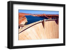 Lake Powell and Glen Canyon Dam in the Desert of Arizona,United States-lorcel-Framed Photographic Print