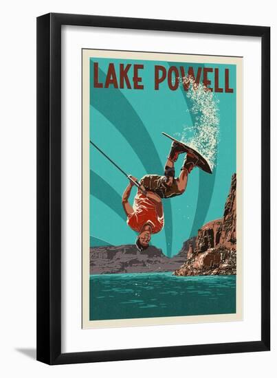 Lake Powell - Wakeboarder-Lantern Press-Framed Art Print