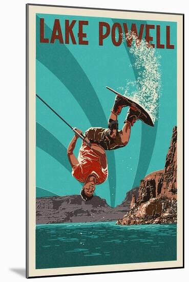Lake Powell - Wakeboarder-Lantern Press-Mounted Art Print