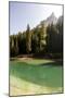 Lake Prags, Prags Dolomites, South Tyrol, Italy: The Lake, Trees And A Mountain Peak In The Sun-Axel Brunst-Mounted Photographic Print