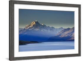 Lake Pukaki with Mount Cook in the Background in the Late Afternoon Light-Michael-Framed Photographic Print