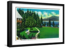 Lake Quinault from Quinault Hotel - Olympic National Park-Lantern Press-Framed Art Print
