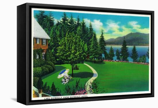 Lake Quinault from Quinault Hotel - Olympic National Park-Lantern Press-Framed Stretched Canvas