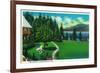 Lake Quinault from Quinault Hotel - Olympic National Park-Lantern Press-Framed Art Print