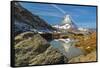 Lake Riffelsee with Matterhorn (4478m), Zermatt, Valais, Swiss Alps, Switzerland-Markus Lange-Framed Stretched Canvas