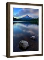 Lake Rocks and Clouds, Trillium Lake Reflection, Summer Mount Hood Oregon-Vincent James-Framed Photographic Print