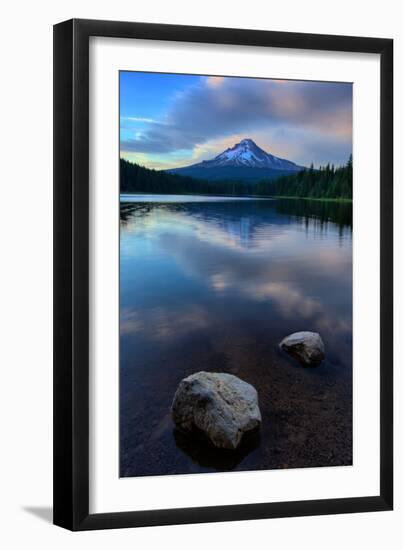 Lake Rocks and Clouds, Trillium Lake Reflection, Summer Mount Hood Oregon-Vincent James-Framed Photographic Print