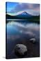 Lake Rocks and Clouds, Trillium Lake Reflection, Summer Mount Hood Oregon-Vincent James-Stretched Canvas