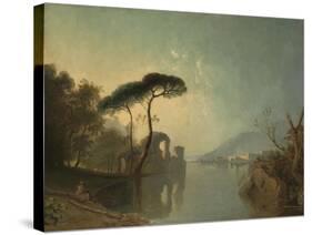 Lake, Ruin and Pine Trees-Richard Wilson-Stretched Canvas
