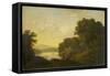 Lake Scene with Boat and Anglers-George Smith-Framed Stretched Canvas