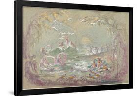 Lake Scene with Fairies and Swans-Robert Caney-Framed Giclee Print