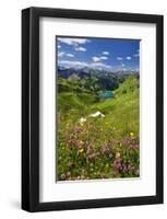 Lake Seealpsee at Nebelhorn Mountain (2224m), Oberstdorf, Allgaeu, Swabia, Bavaria, Germany-null-Framed Art Print