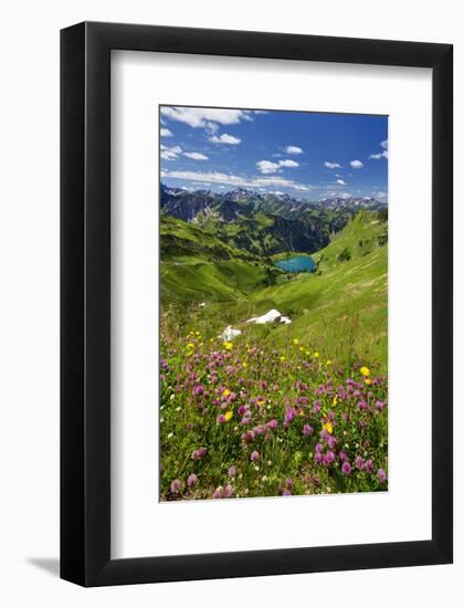 Lake Seealpsee at Nebelhorn Mountain (2224m), Oberstdorf, Allgaeu, Swabia, Bavaria, Germany-null-Framed Art Print