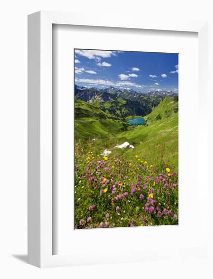 Lake Seealpsee at Nebelhorn Mountain (2224m), Oberstdorf, Allgaeu, Swabia, Bavaria, Germany-null-Framed Art Print