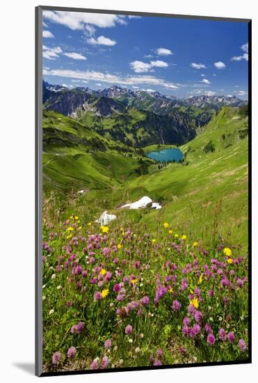 Lake Seealpsee at Nebelhorn Mountain (2224m), Oberstdorf, Allgaeu, Swabia, Bavaria, Germany-null-Mounted Art Print