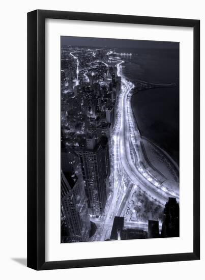 Lake Shore Drive Aerial Black White-Steve Gadomski-Framed Photographic Print