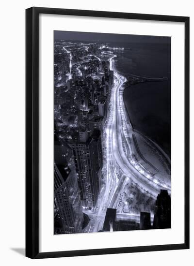 Lake Shore Drive Aerial Black White-Steve Gadomski-Framed Photographic Print