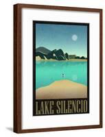 Lake Silencio Retro Travel Poster-null-Framed Poster