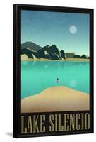 Lake Silencio Retro Travel Poster-null-Framed Poster