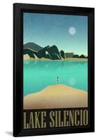 Lake Silencio Retro Travel Poster-null-Framed Poster