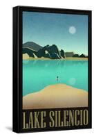 Lake Silencio Retro Travel Poster-null-Framed Stretched Canvas